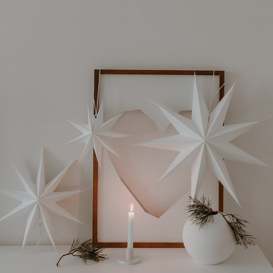 Ensemble de 3 étoiles en papier blanches