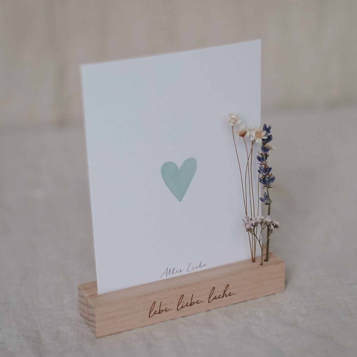 Card and dried flower stand 12cm Lebe Liebe Lache in a set of 2