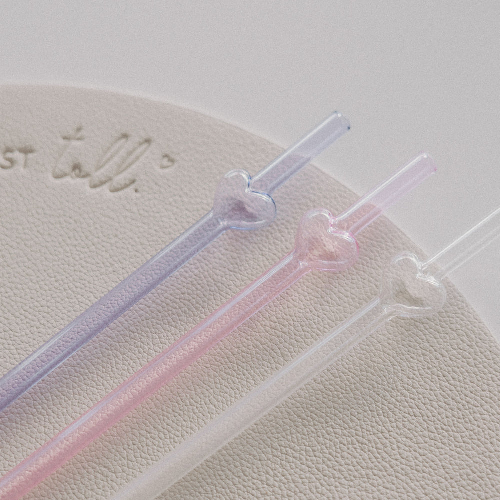 Limitierte Strohhalme Bubble heart 3er Set rosa