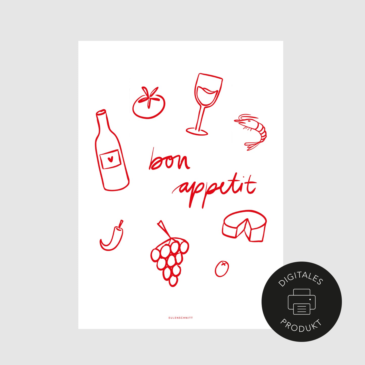 Schlichte Ansicht vom Bon appetit-Poster zum Download in verschiedenen Formaten.