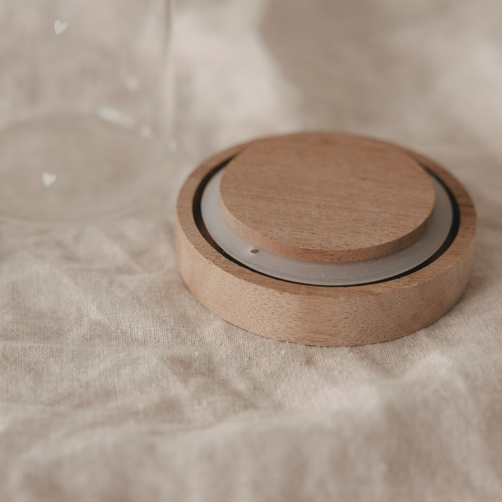 Detailansicht Holzdeckel mit Silikondichtung für Vorratsglas