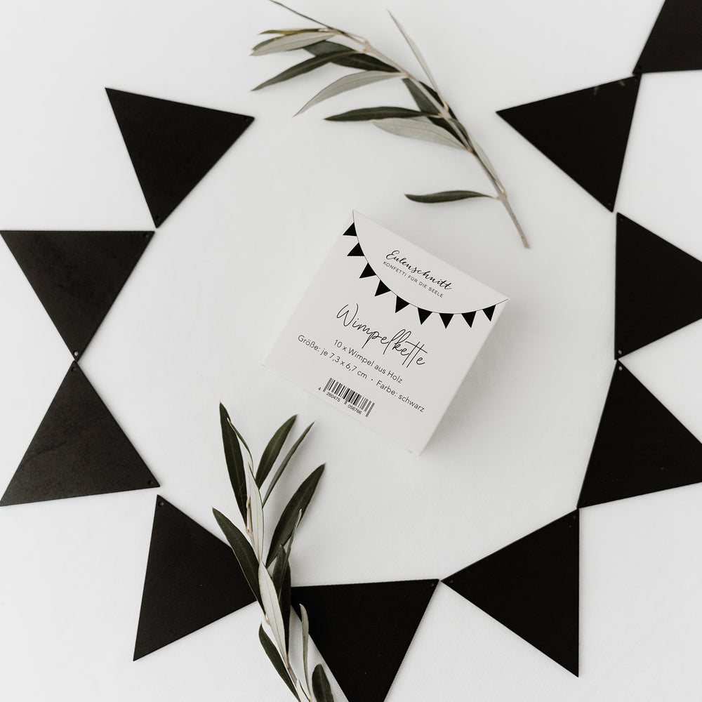 Pendentif fanion en bois noir en lot de 10