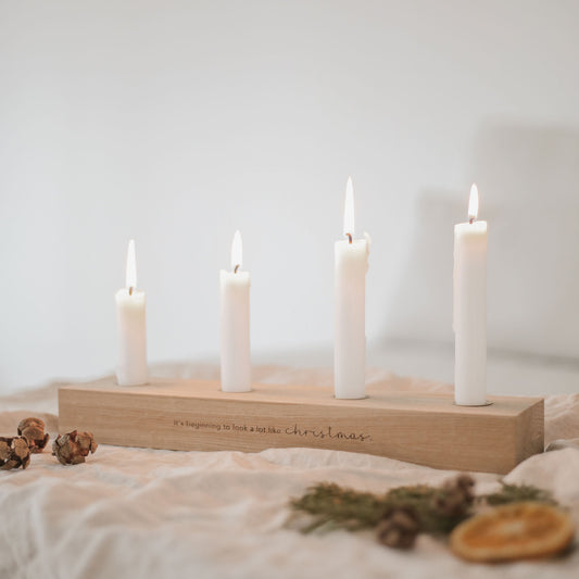 Planche de bougies de l'Avent en chêne Christmas