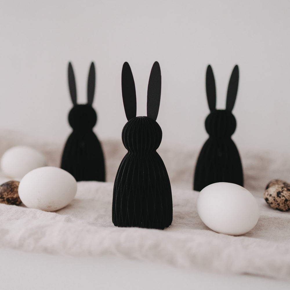 Osterdeko Schwarz: Papierhasen 3er Set