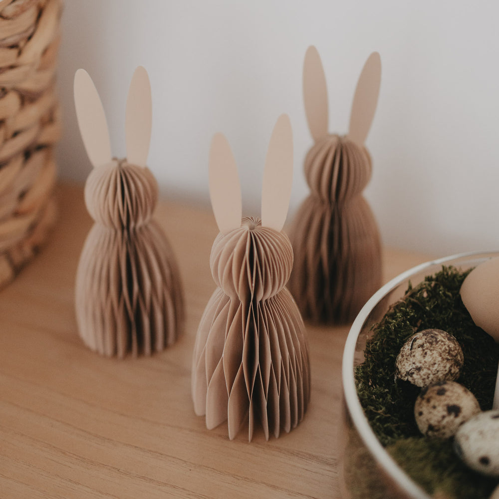 Osterdeko Natur: Papierhasen 3er Set