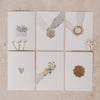 Aquarellkarten Set Thank You mit sechs liebevollen Motiven: Blumen, Händchenhalten, Kaffee, Herz und Waffel.