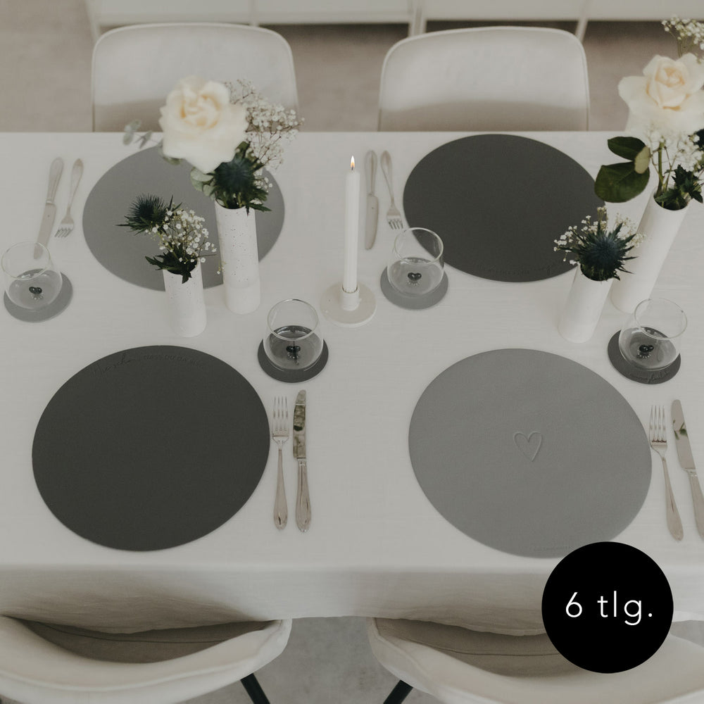 Tischsets & Untersetzer Herz Grau im 4er Set
