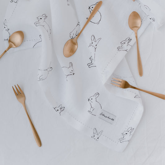 Serviettes en lin lapin lot de 4