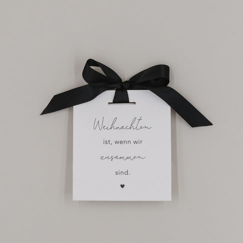 Kleine Geschenktüte Weihnachten mit Spruch und schwarzer Schleife