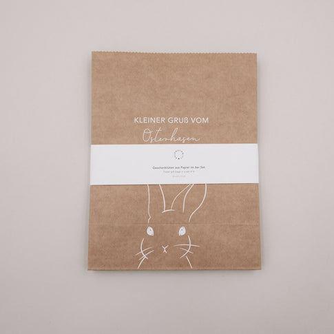 Oster-Geschenktüten aus Papier im 6er Set, verschiedene Motive mit Hase, Herzen und Ostergrüßen