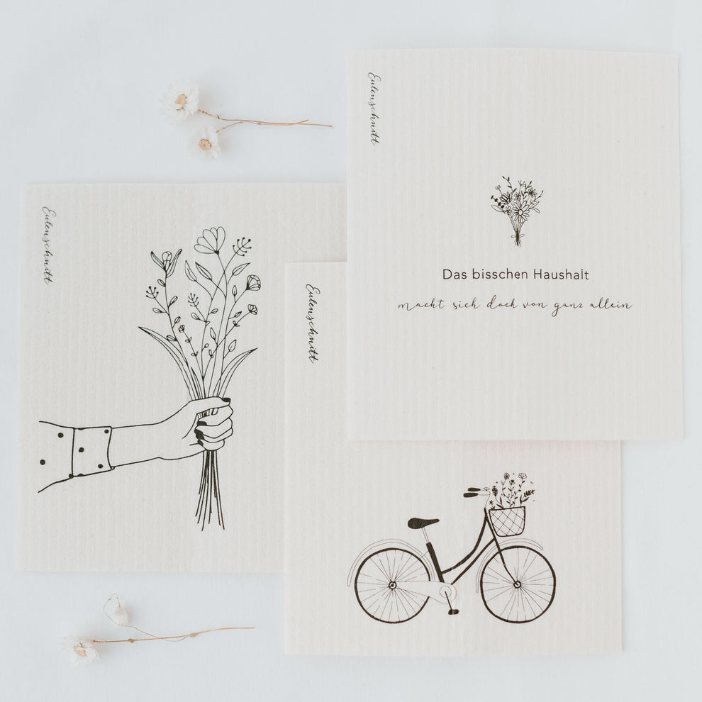 Chiffons éponges Blumenliebe en lot de 3