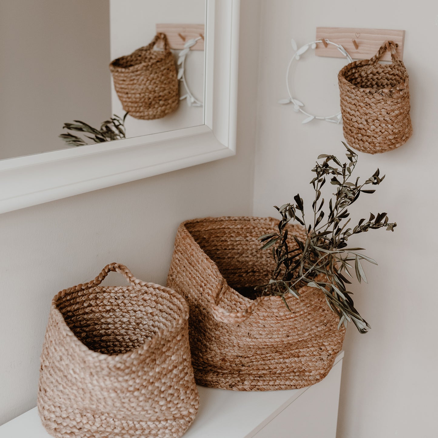 Panier de rangement en jute moyen