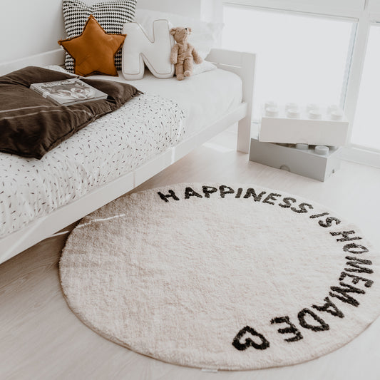 Tapis tissé rond Happiness