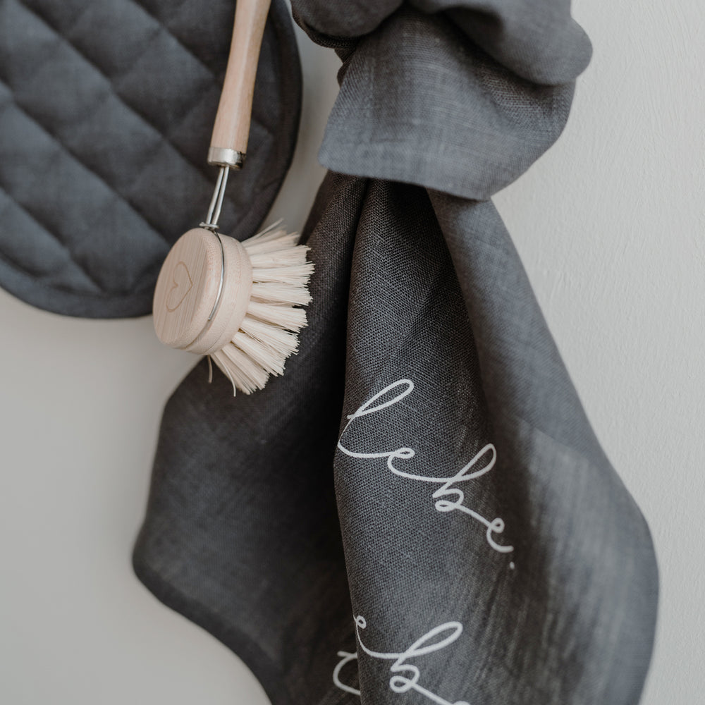 Torchons en lin Lebe Liebe Lache en lot de 2