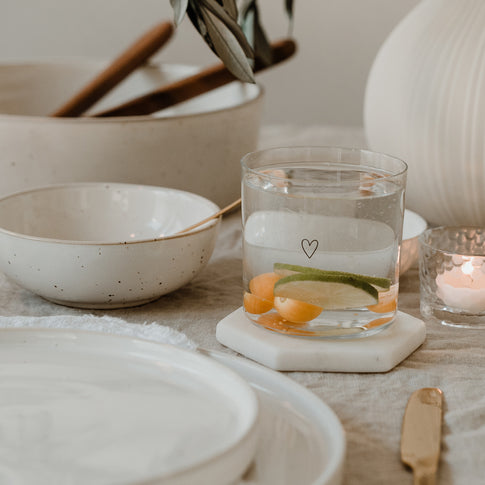 Verre à eau en lot de 2 coeur noir