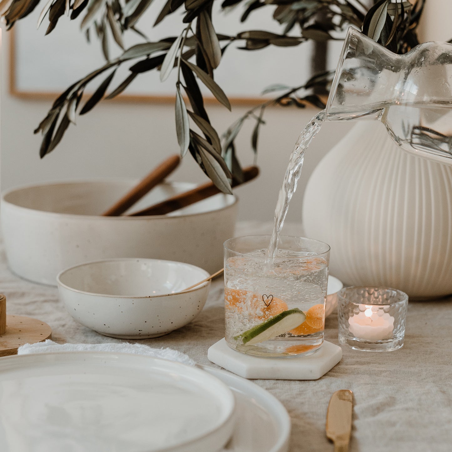 Verre à eau en lot de 2 coeur noir