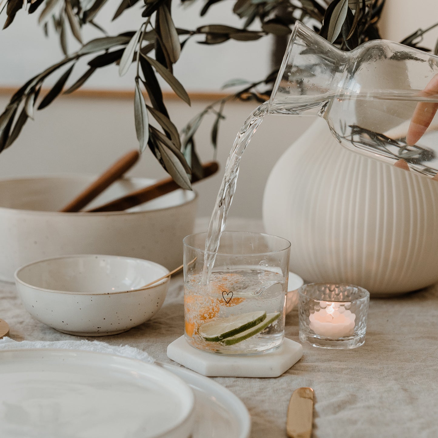 Verre à eau en lot de 2 coeur noir