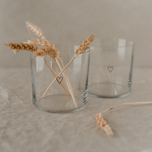 Verre à eau en lot de 2 coeur noir