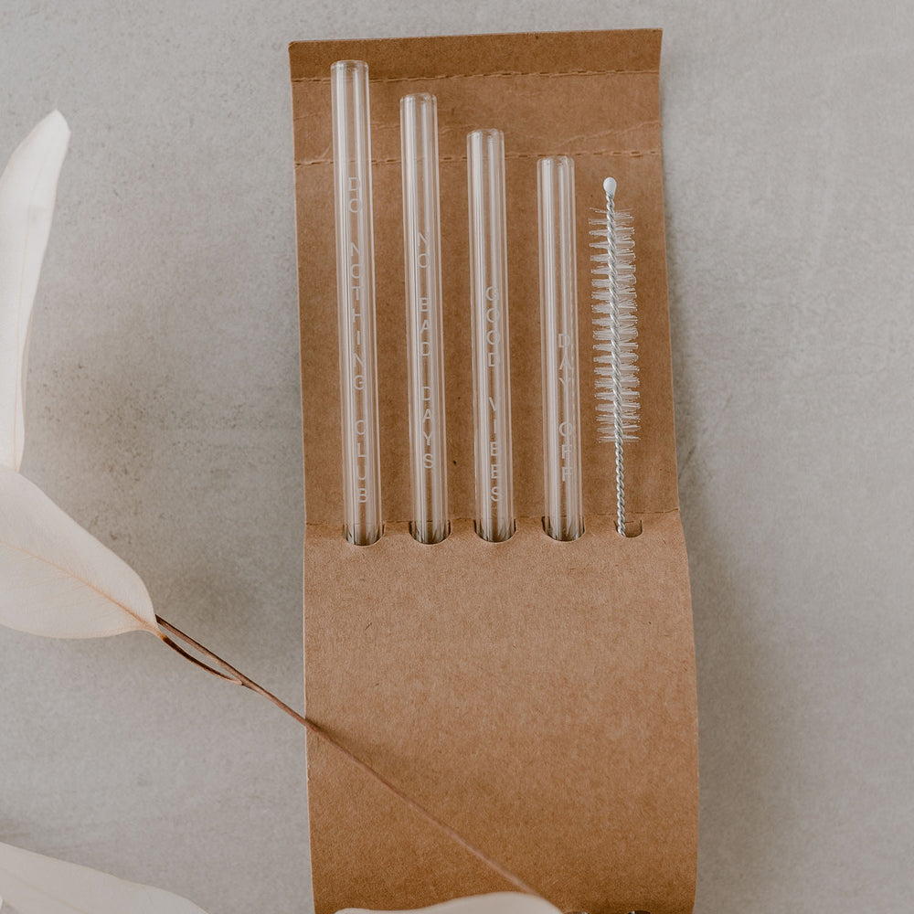 Strohhalme No Bad Days aus Glas 20cm im 4er Set