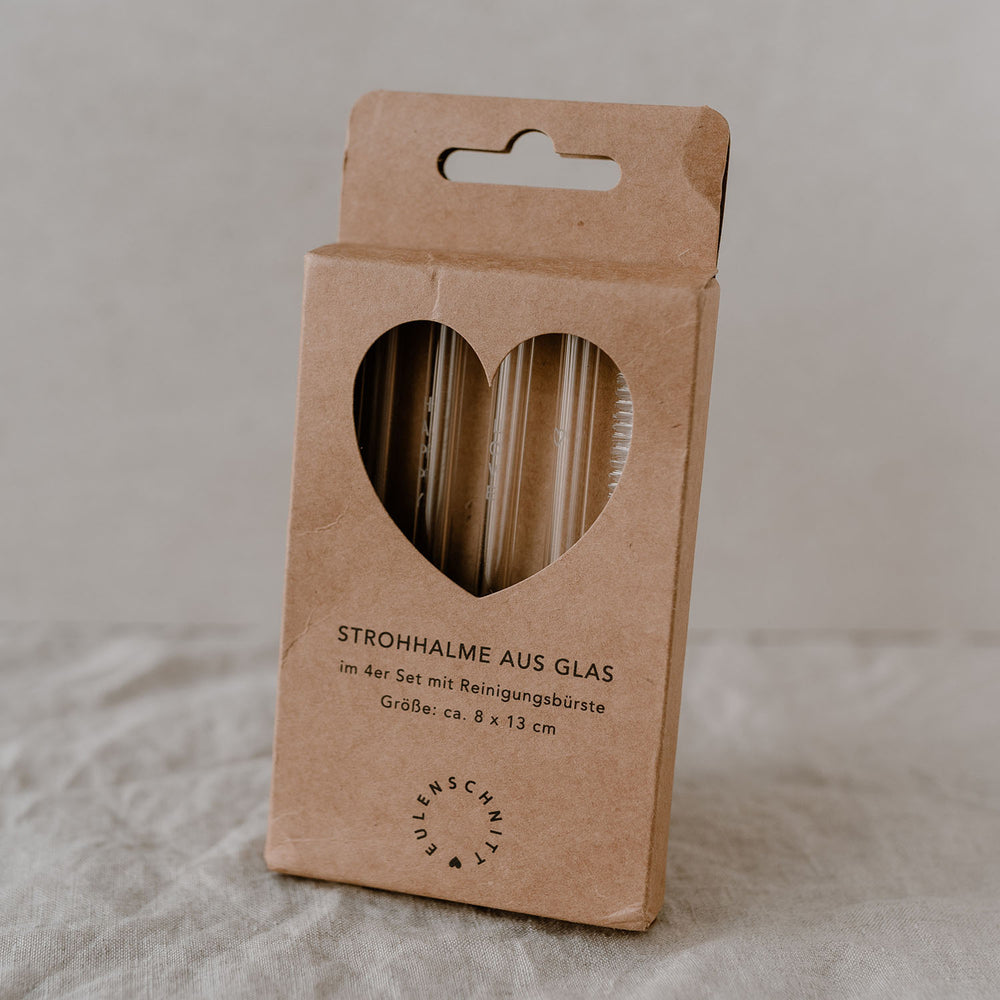 Pailles en verre Hello Love 13cm en lot de 4