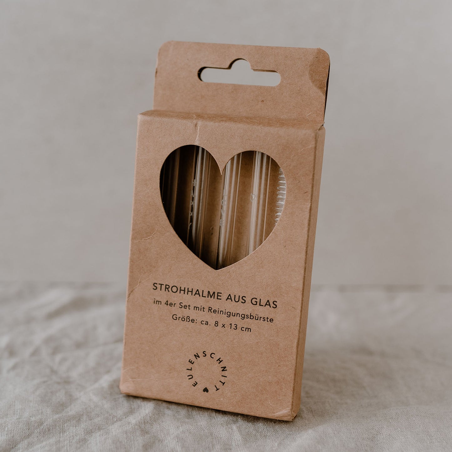 Pailles en verre Hello Love 13cm en lot de 4