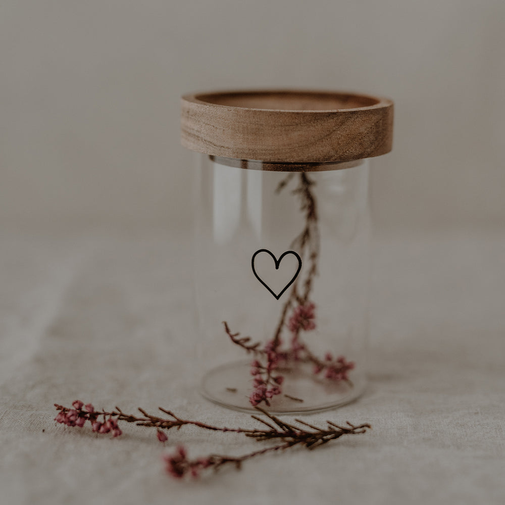 Mini Vorratsgläser Herz schwarz im 6er Set