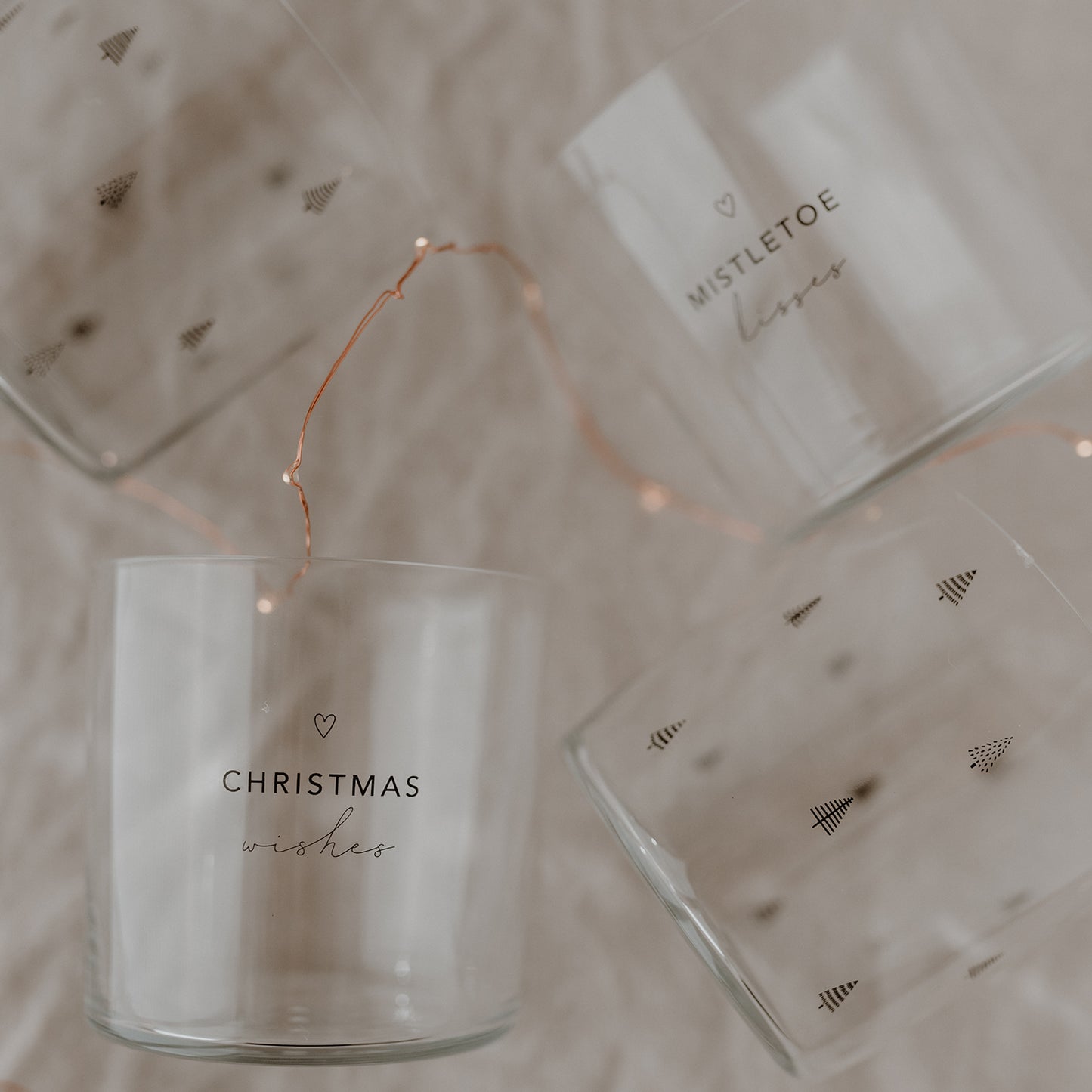 Set de 2 verres à eau sapins noir