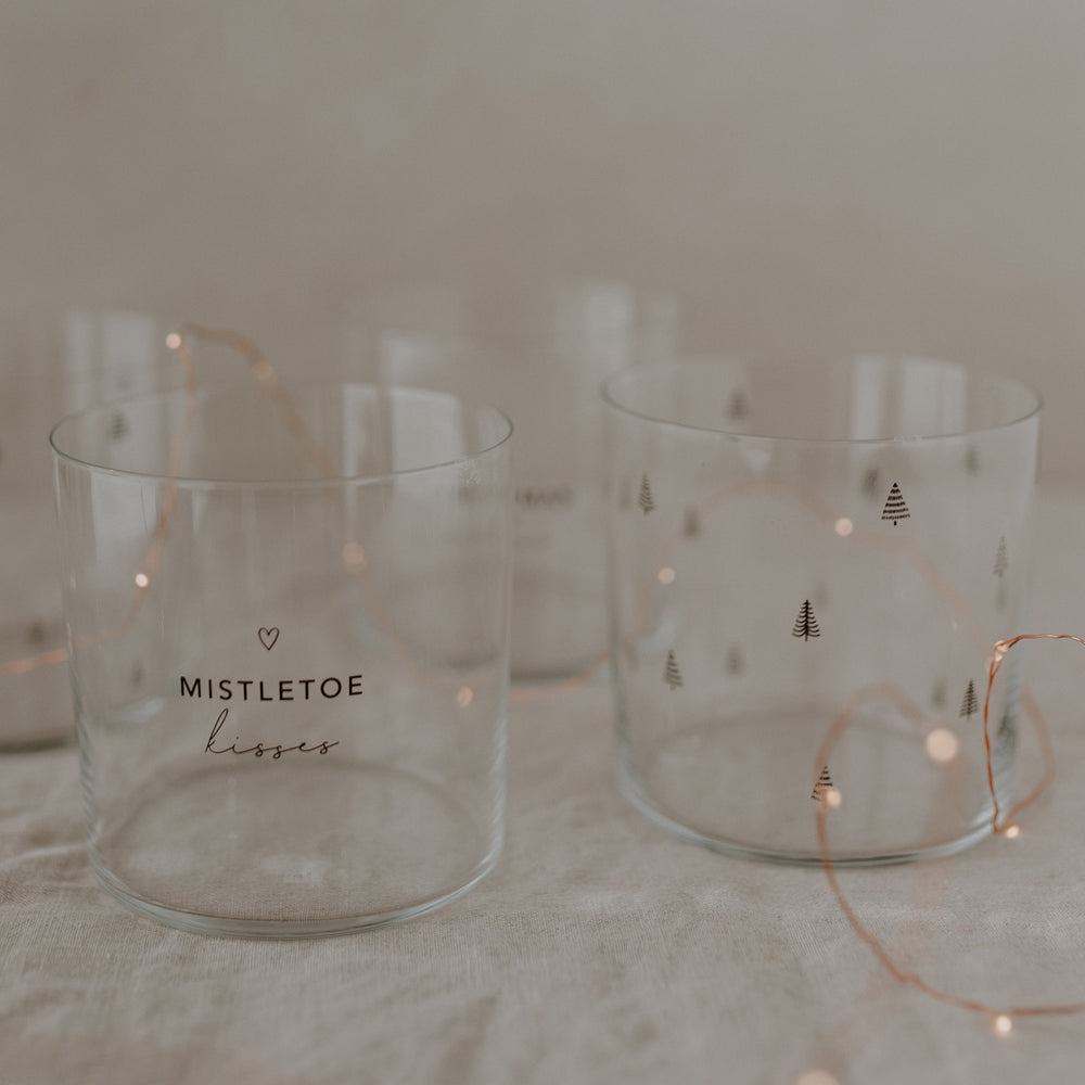 Set de 2 verres à eau sapins noir