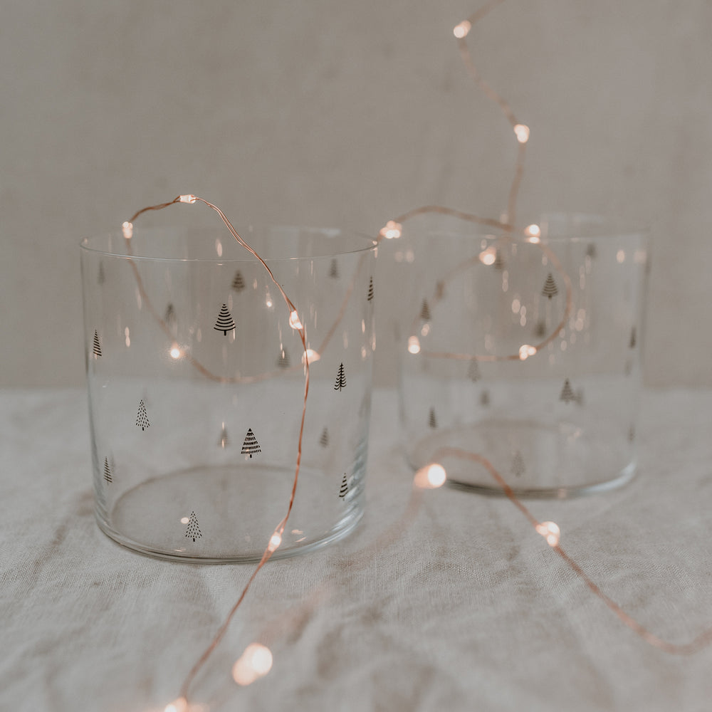 Set de 2 verres à eau sapins noir