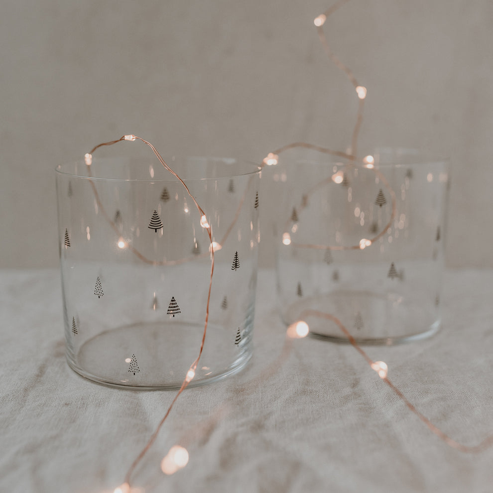 Set de 2 verres à eau sapins noir