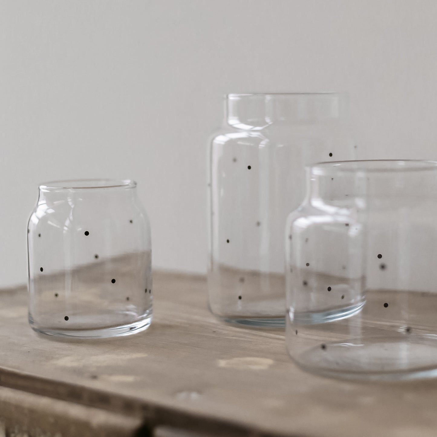 Vase aus Glas groß Punkte