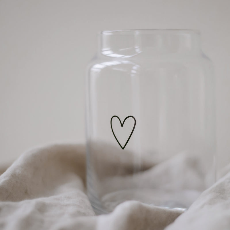 Vase aus Glas groß Herz