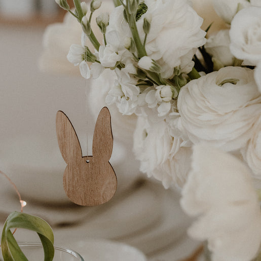 Holzanhänger Hase Natur im 8er Set