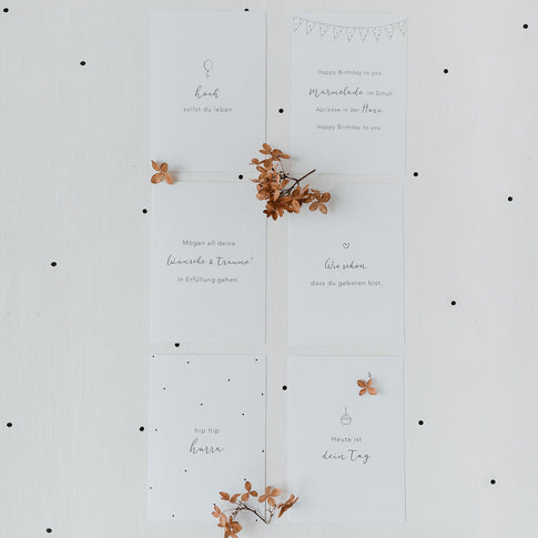 Ensemble de 6 cartes de voeux d´anniversaire