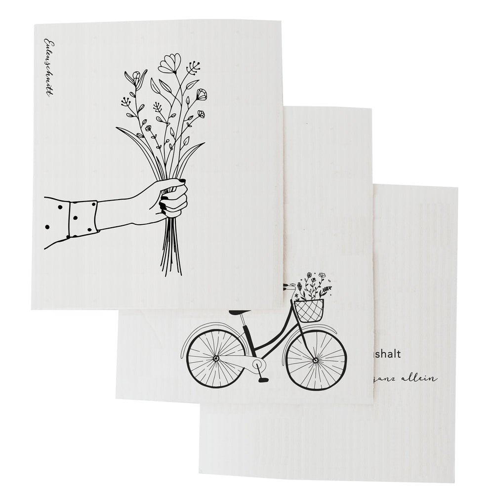 Chiffons éponges Blumenliebe en lot de 3