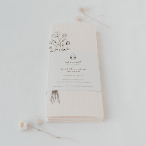 Chiffons éponges Blumenliebe en lot de 3