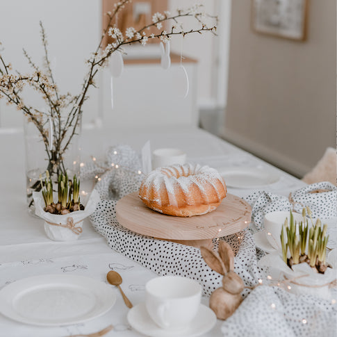 Chemin de table à pois en lin