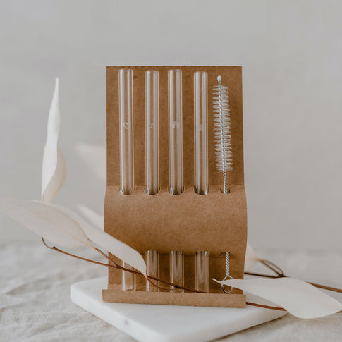 Strohhalme Sommer aus Glas 13cm im 4er Set