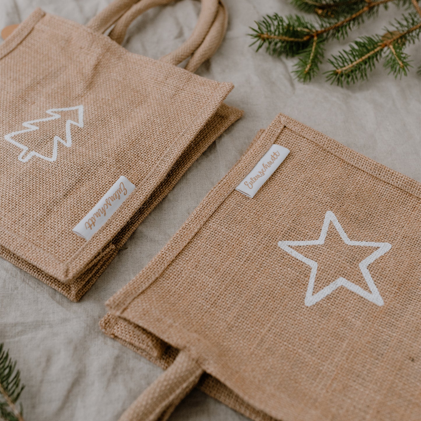Mini Jute Shopper Stern & Tanne im 2er Set
