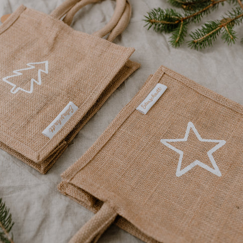 Mini Jute Shopper Stern & Tanne im 2er Set