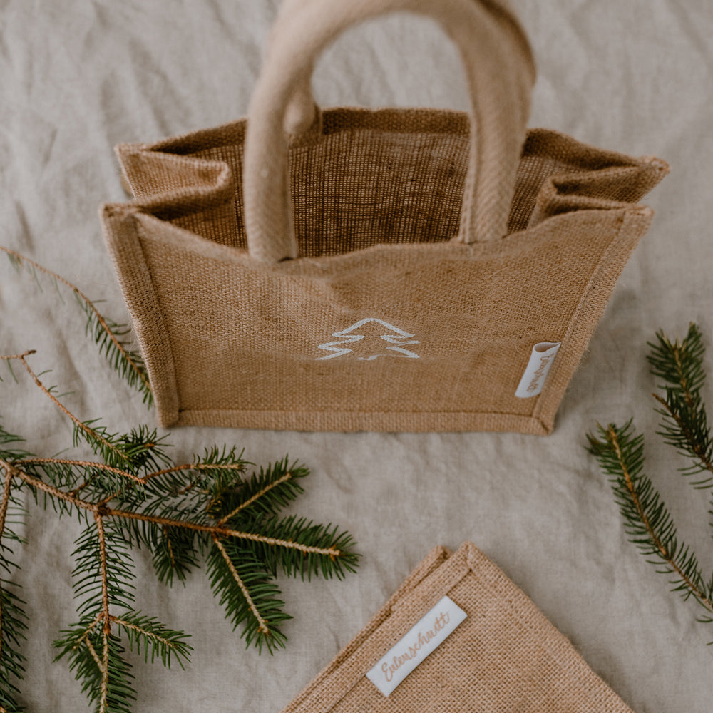 Mini Jute Shopper Stern & Tanne im 2er Set