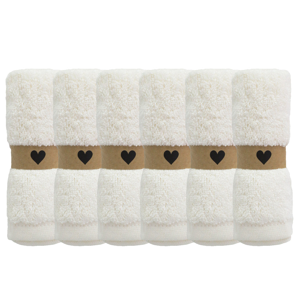 Lot de 6 Gants de toilette Coeur