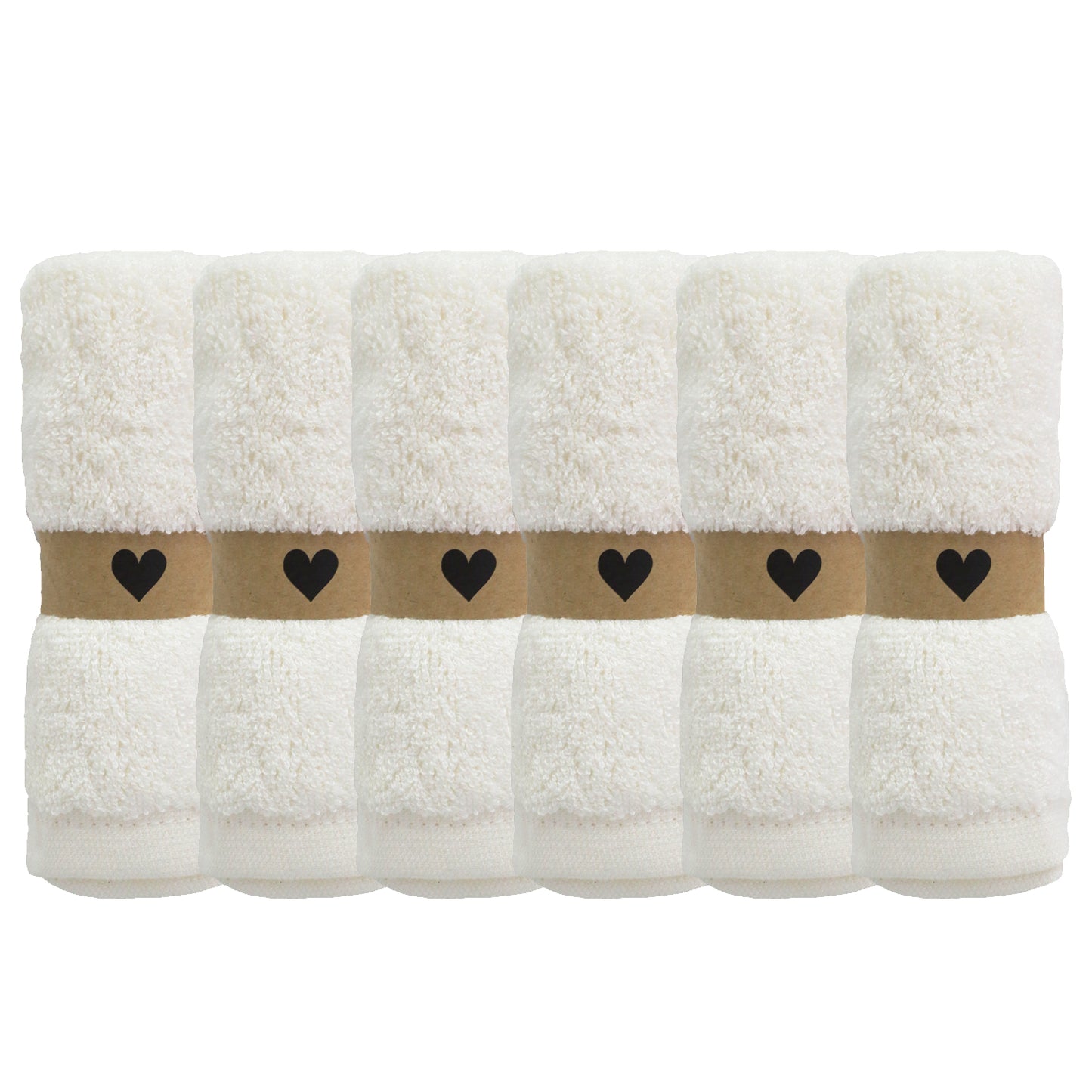 Lot de 6 Gants de toilette Coeur