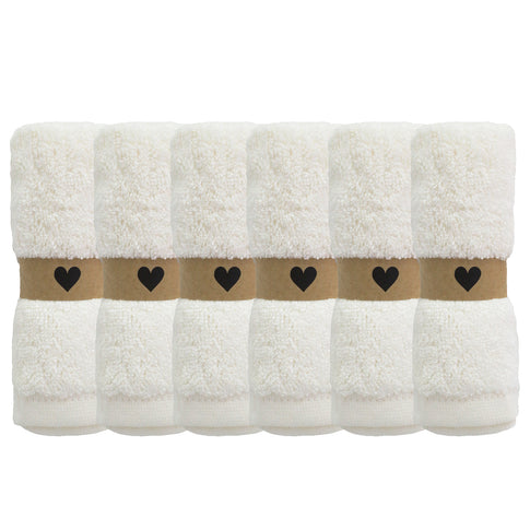 Lot de 6 Gants de toilette Coeur