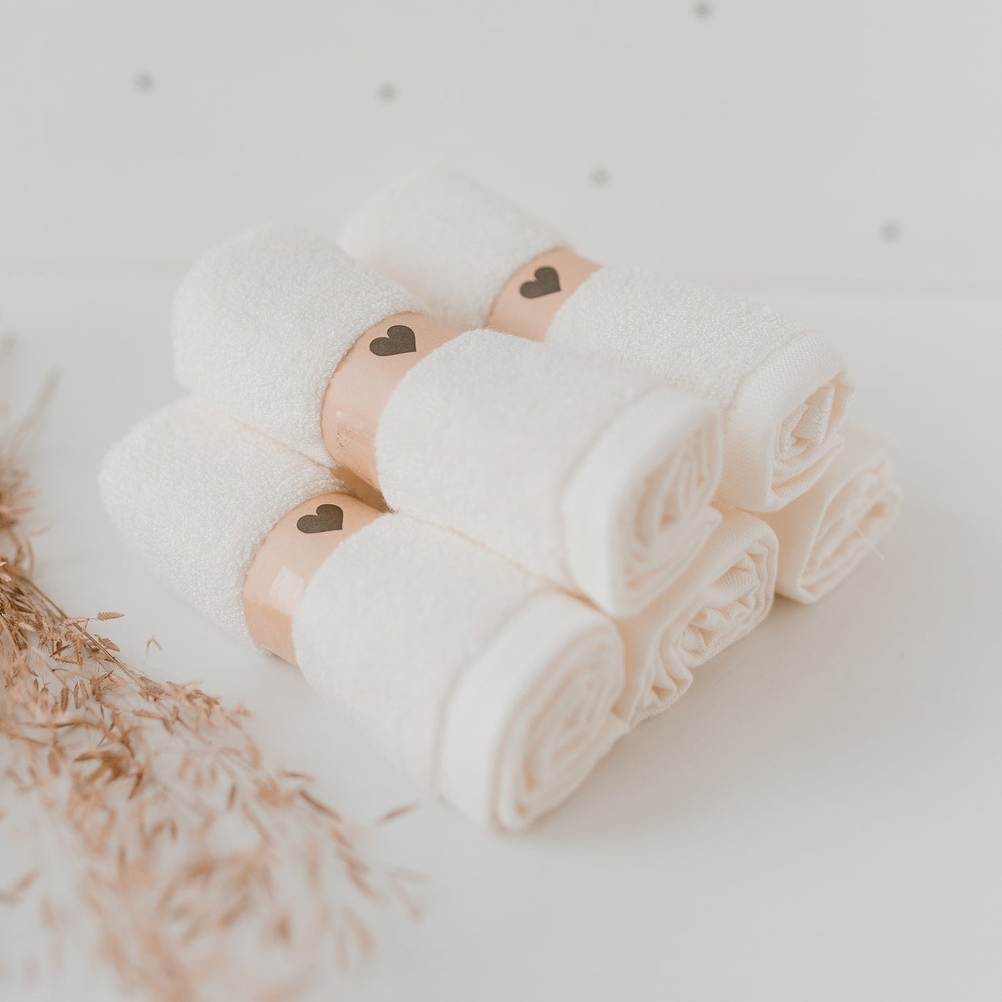 Lot de 6 Gants de toilette Coeur