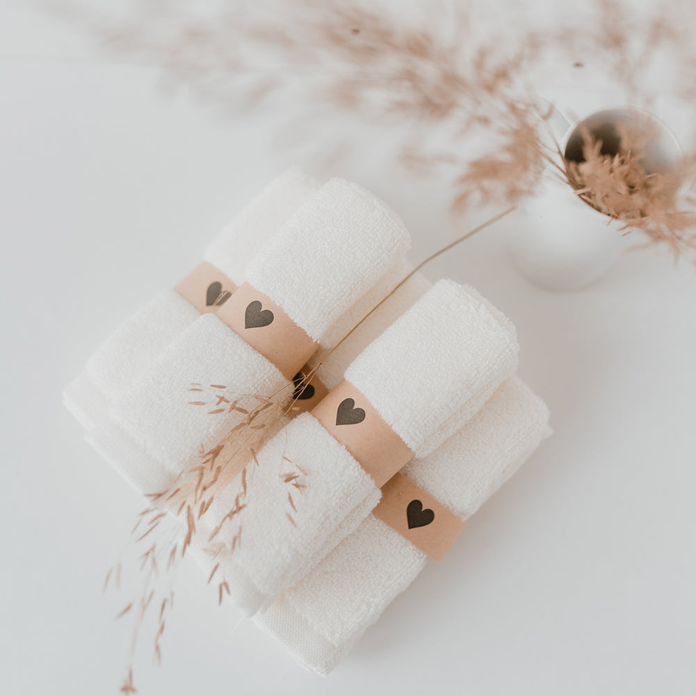 Lot de 6 Gants de toilette Coeur