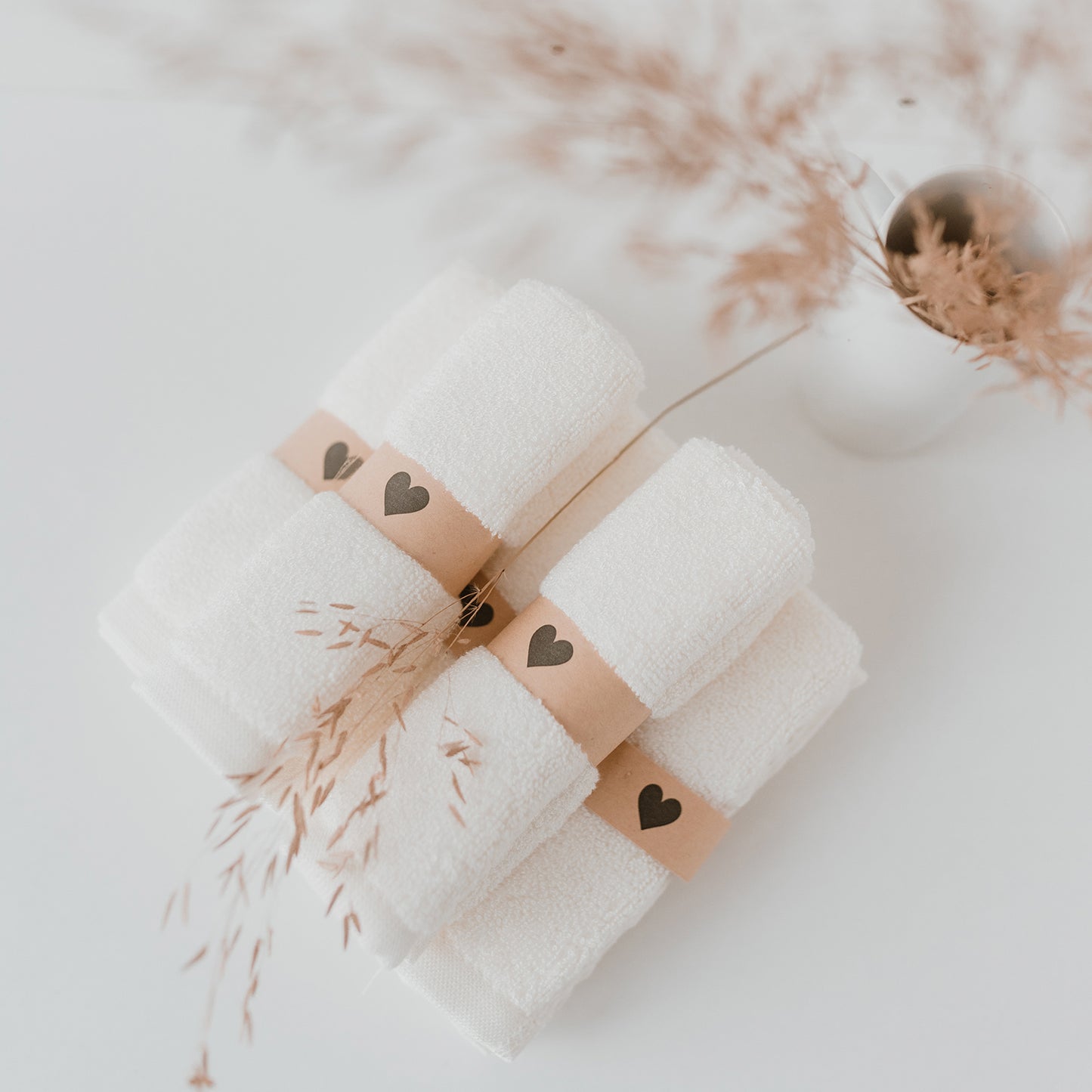 Lot de 6 Gants de toilette Coeur